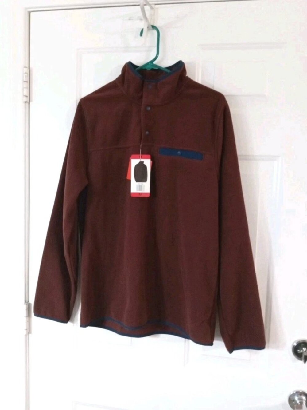 NWT Fleece Pullover 32 Degrees Heat Men's Medium 1/4 Snap Collar Dark Red ￼